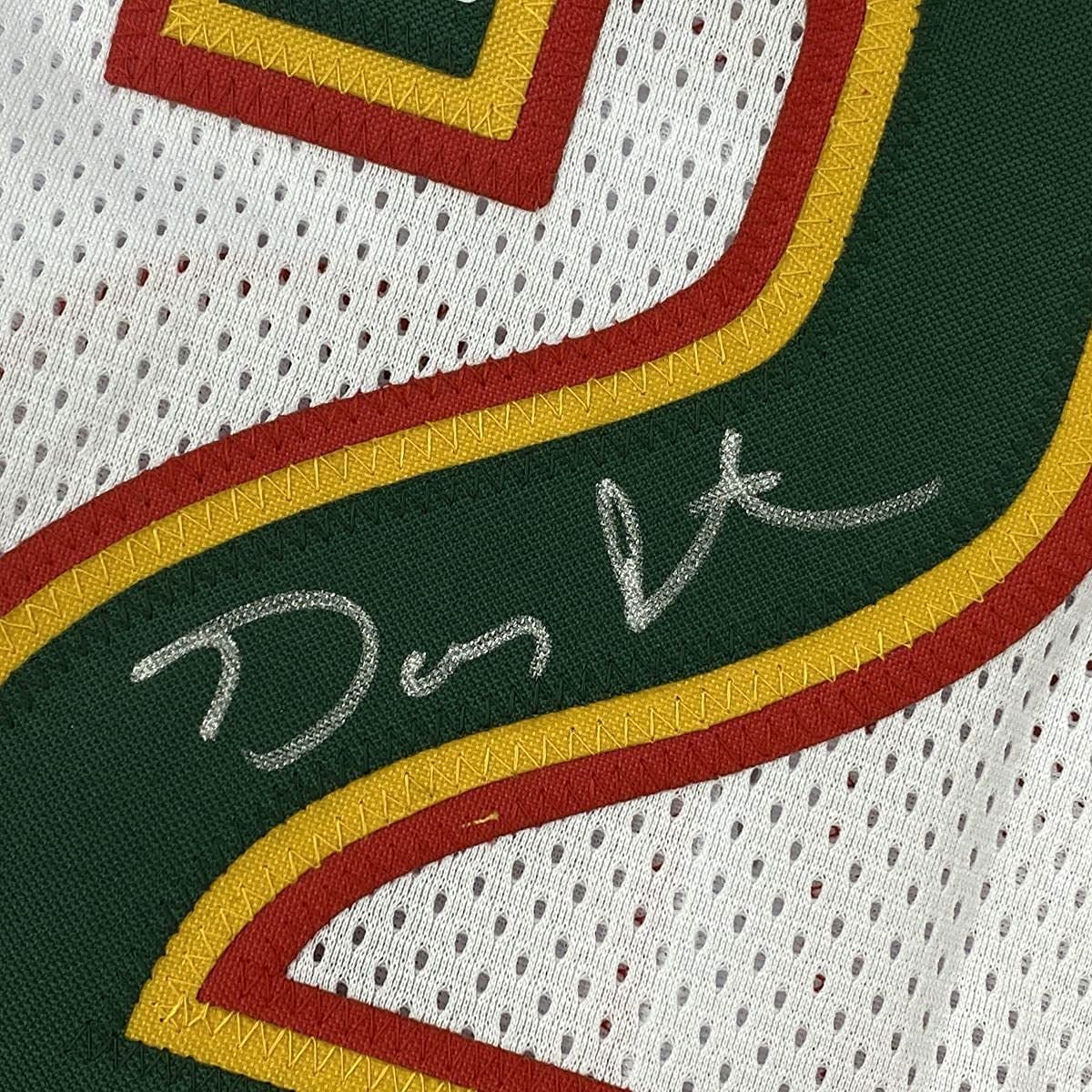 FRAMED Autographed/Signed Gary Payton 33x42 Seattle White Basketball Jersey Beckett BAS COA