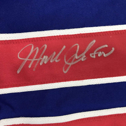Framed Autographed/Signed Mark Johnson 33x42 Blue Team USA Miracle On Ice 1980 Olympics Hockey Jersey JSA COA