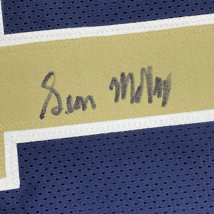 Framed Autographed/Signed Sean McVay 33x42 Los Angeles LA Dark Blue Football Jersey Beckett BAS COA