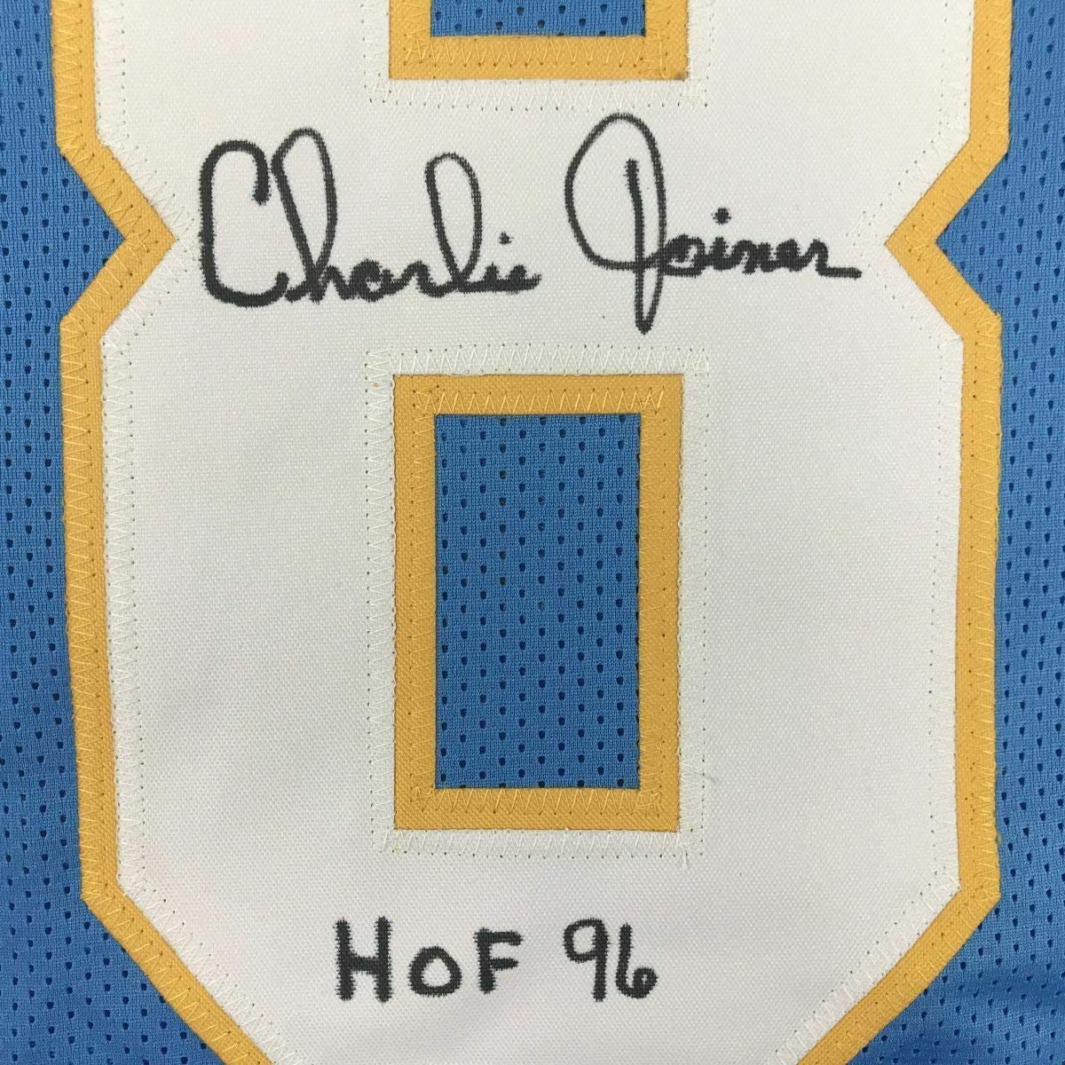 Framed Autographed/Signed Charlie Joiner HOF 96 33x42 San Diego Powder Blue Football Jersey JSA COA