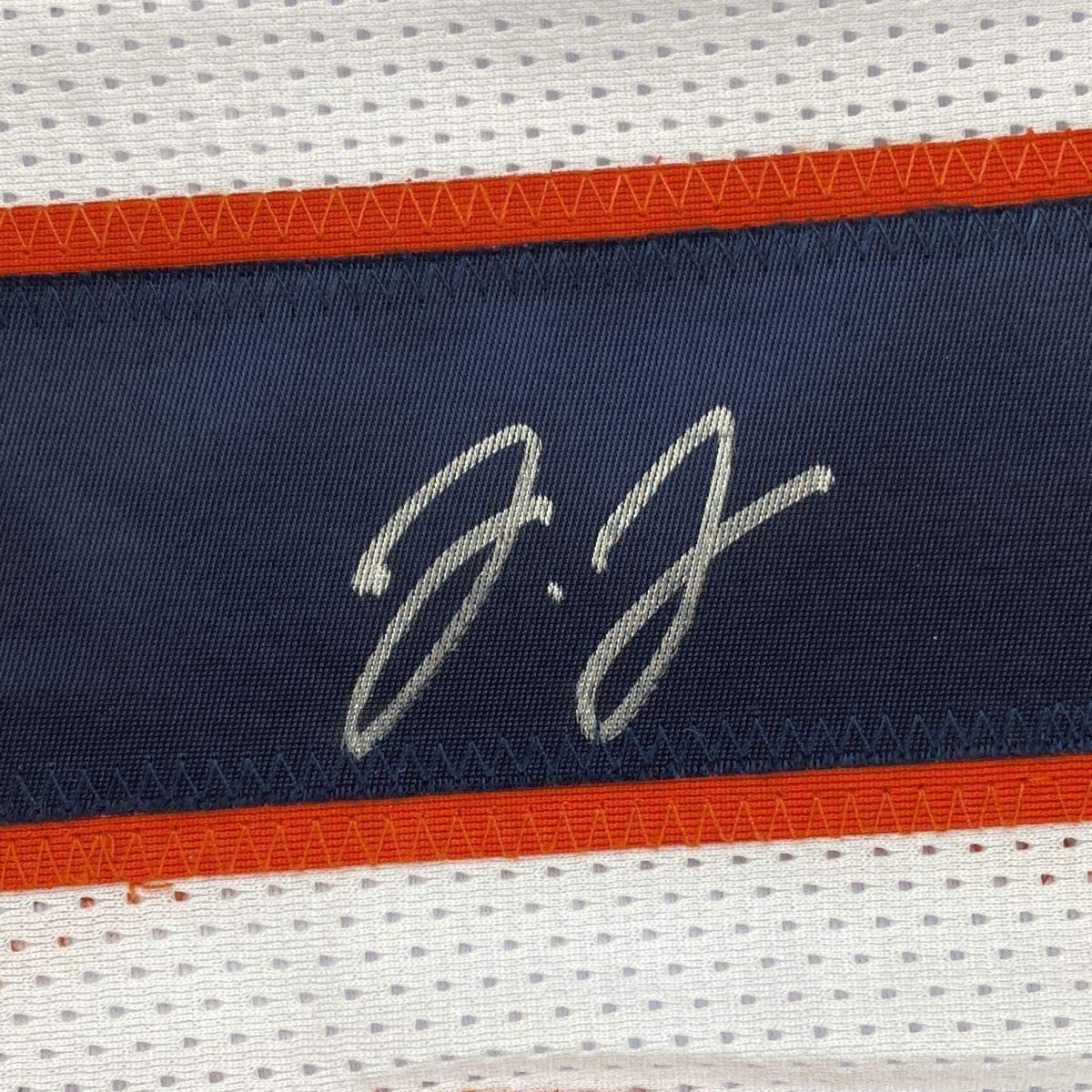 Framed Autographed/Signed Jerry Jeudy 33x42 Denver White Football Jersey JSA COA