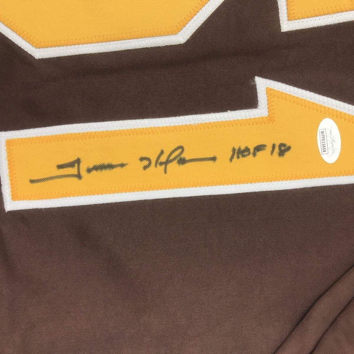 Framed Autographed/Signed Trevor Hoffman 33x42 San Diego Brown Baseball Jersey JSA COA
