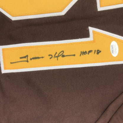 Framed Autographed/Signed Trevor Hoffman 33x42 San Diego Brown Baseball Jersey JSA COA