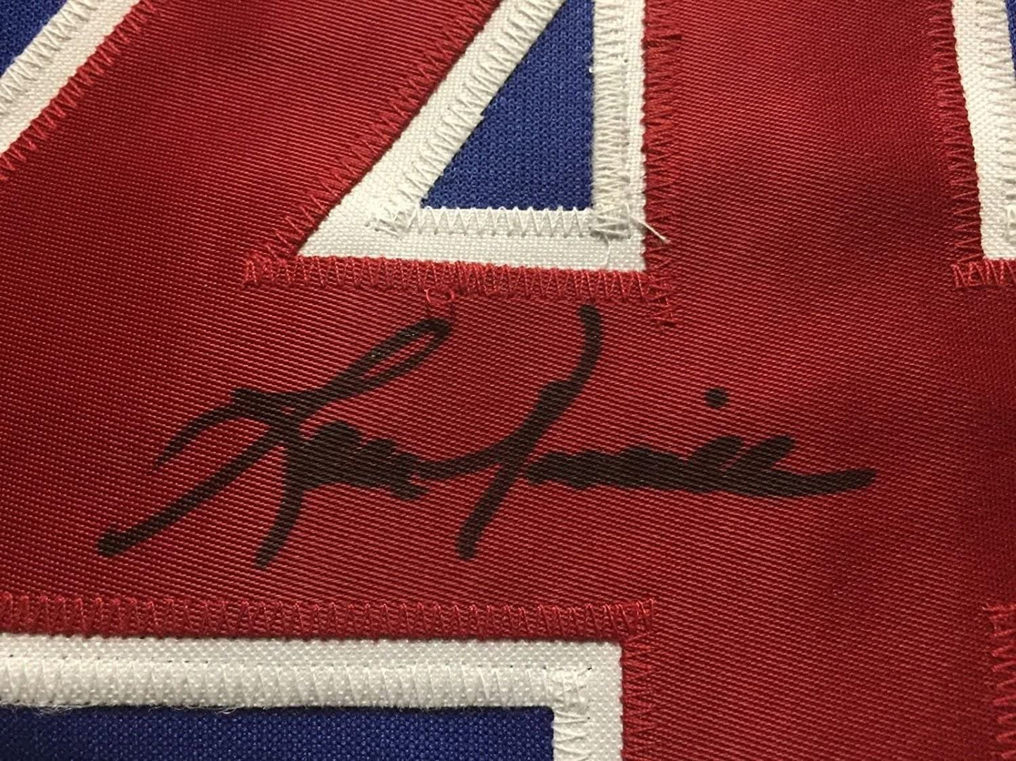 Framed Autographed/Signed Lou Piniella 33x42 Chicago Blue Baseball Jersey JSA COA