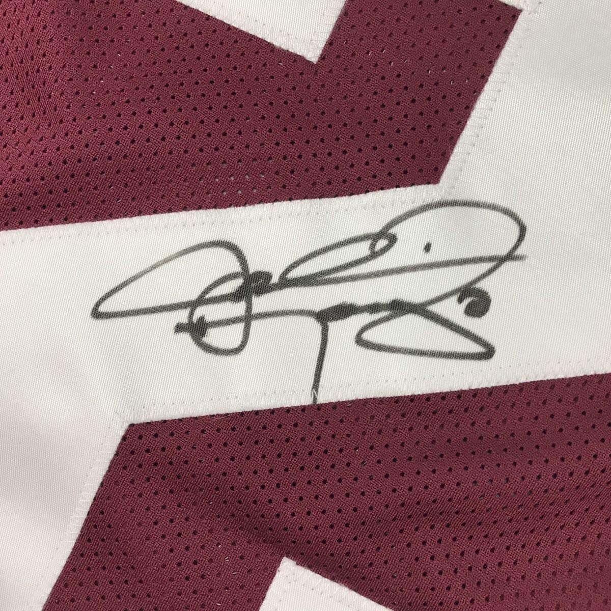Framed Autographed/Signed Johnny Manziel 33x42 Texas A&M Maroon College Football Jersey PSA/DNA COA