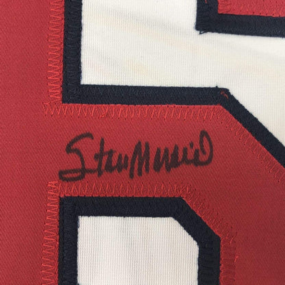 Framed Autographed/Signed Stan Musial 33x42 St. Louis White Baseball Jersey PSA/DNA COA