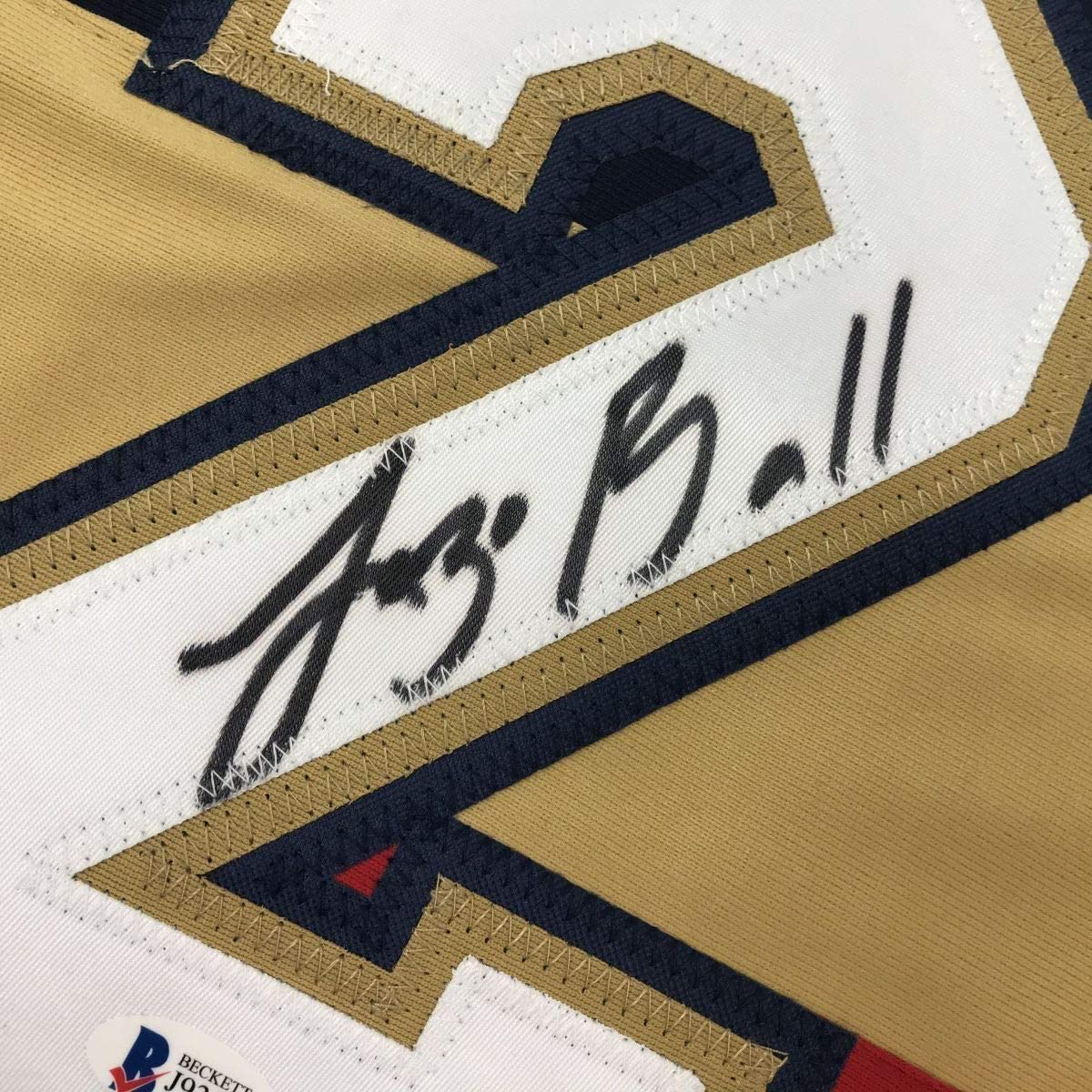 Framed Autographed/Signed Lonzo Ball 33x42 New Orleans White Basketball Jersey Beckett BAS COA