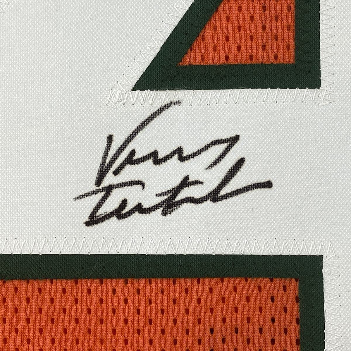 Framed Autographed/Signed Vinny Testaverde 33x42 Miami Orange College Football Jersey Beckett BAS COA
