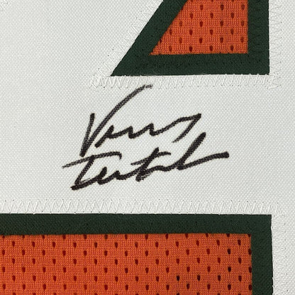 Framed Autographed/Signed Vinny Testaverde 33x42 Miami Orange College Football Jersey Beckett BAS COA