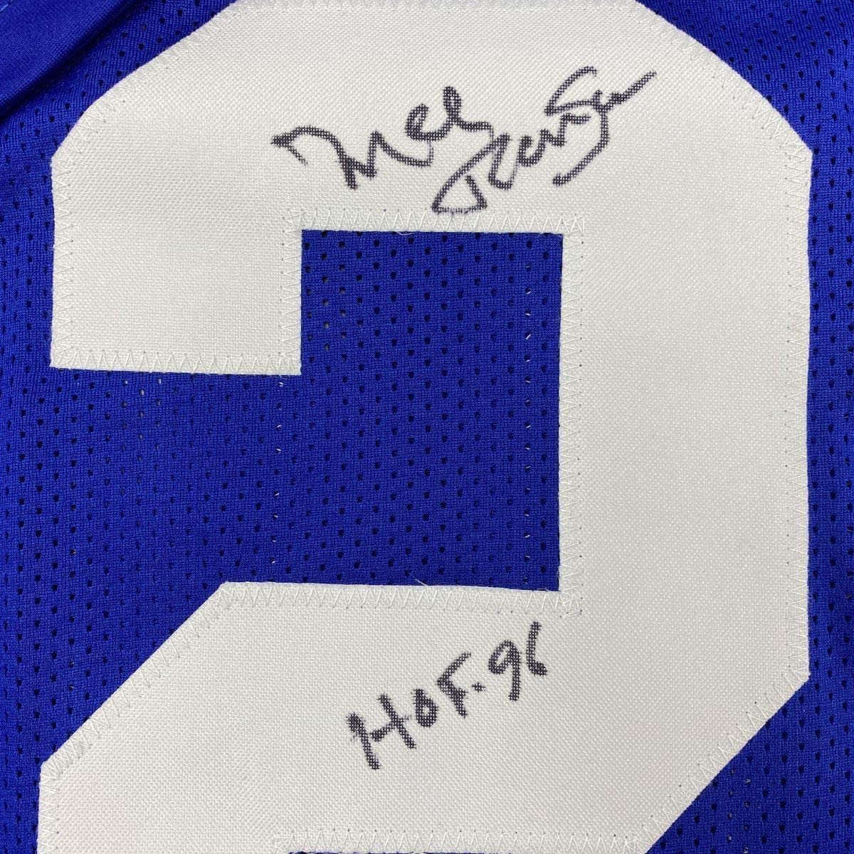 Framed Autographed/Signed Mel Renfro HOF 96 33x42 Dallas Blue Football Jersey JSA COA