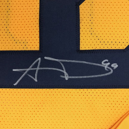 Framed Autographed/Signed Aaron Donald 33x42 Los Angeles LA Yellow Color Rush Football Jersey JSA COA