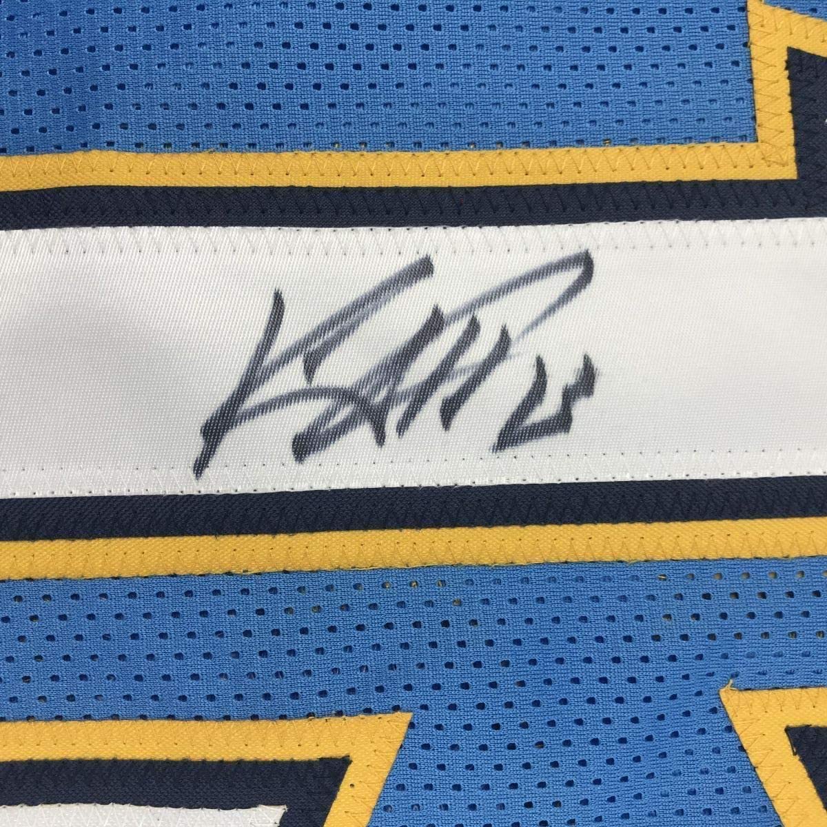 Framed Autographed/Signed Keenan Allen 33x42 Los Angeles LA Powder Blue Football Jersey JSA COA