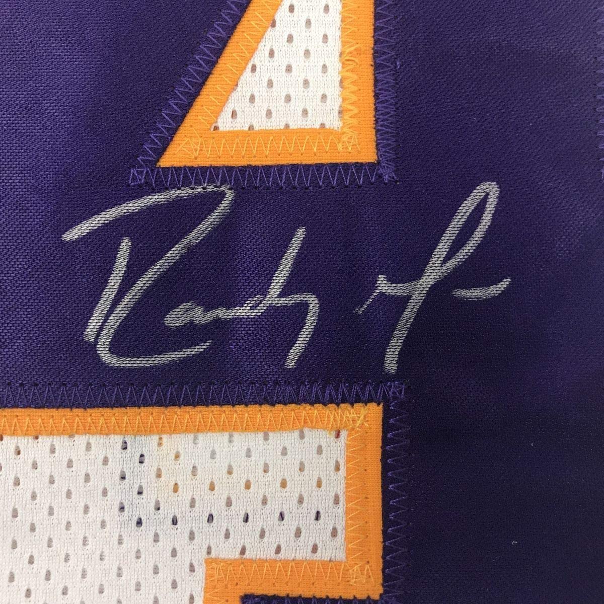 Framed Autographed/Signed Randy Moss 33x42 Minnesota White Football Jersey JSA COA