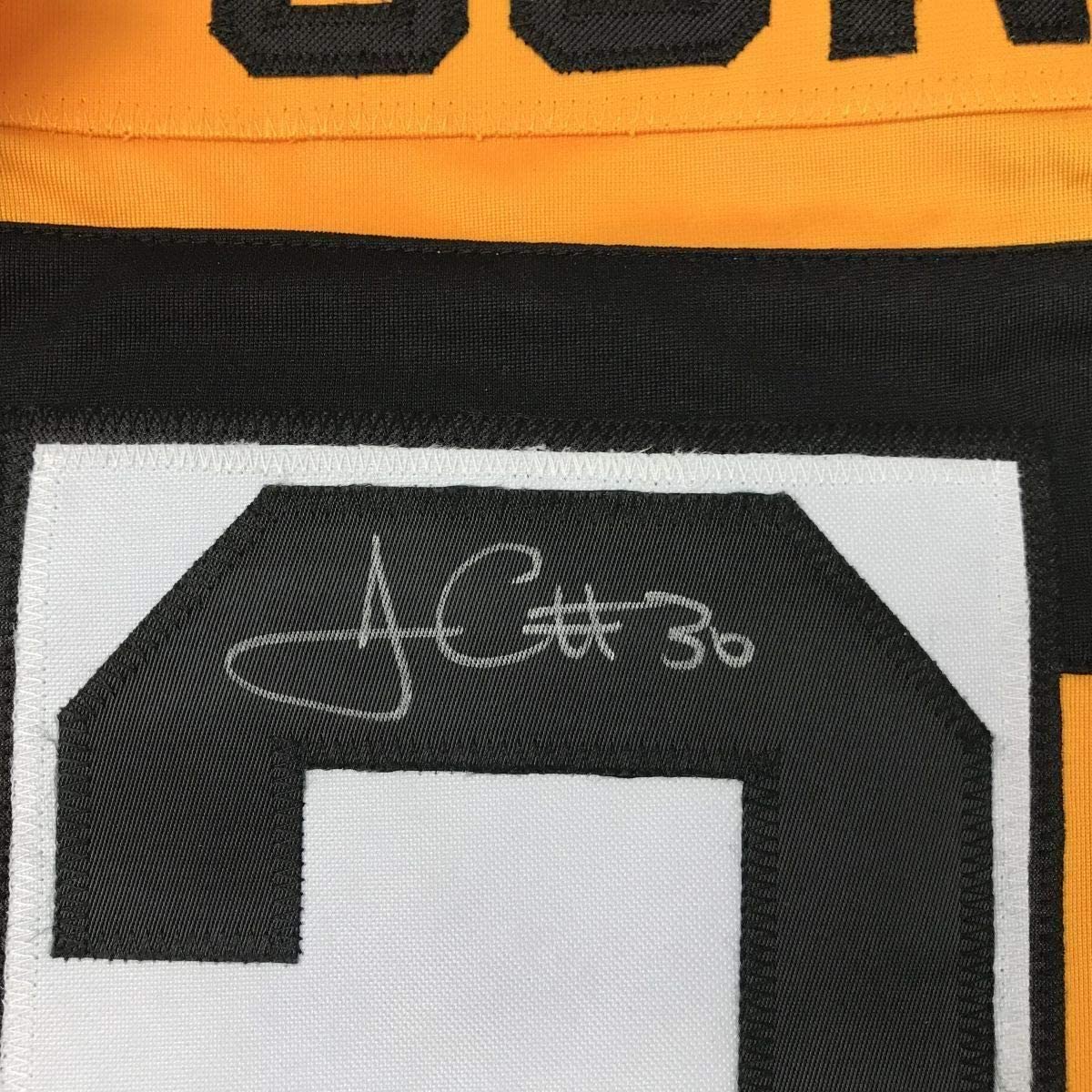 Framed Autographed/Signed James Conner 33x42 Pittsburgh Bumble Bee Football Jersey JSA COA
