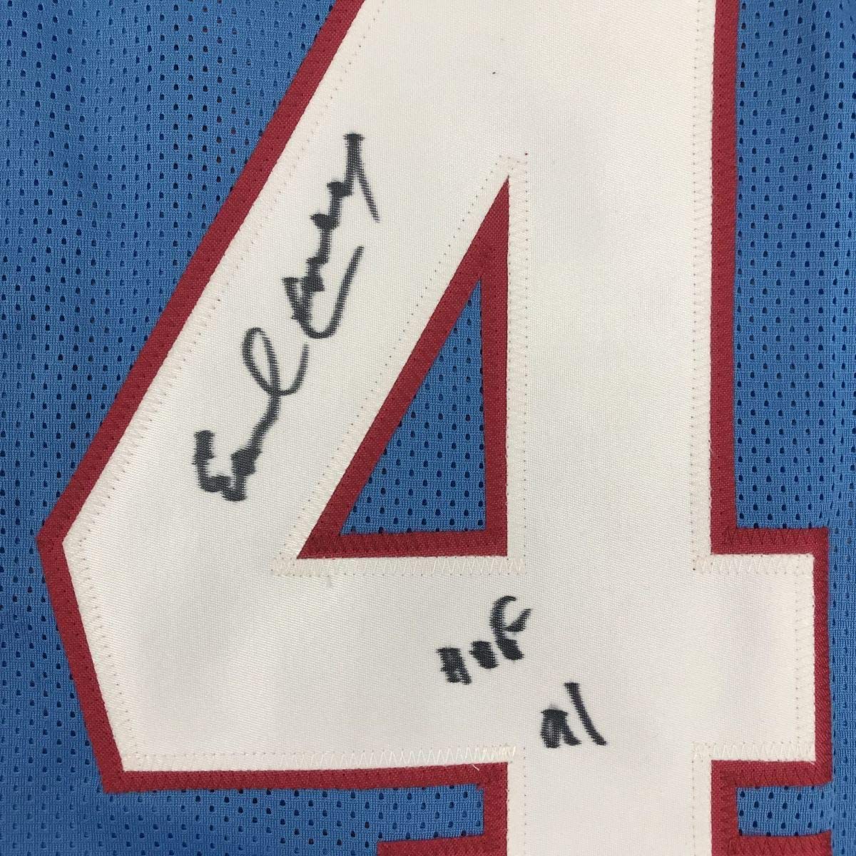 Framed Autographed/Signed Earl Campbell HOF 91 33x42 Houston Blue Football Jersey JSA COA