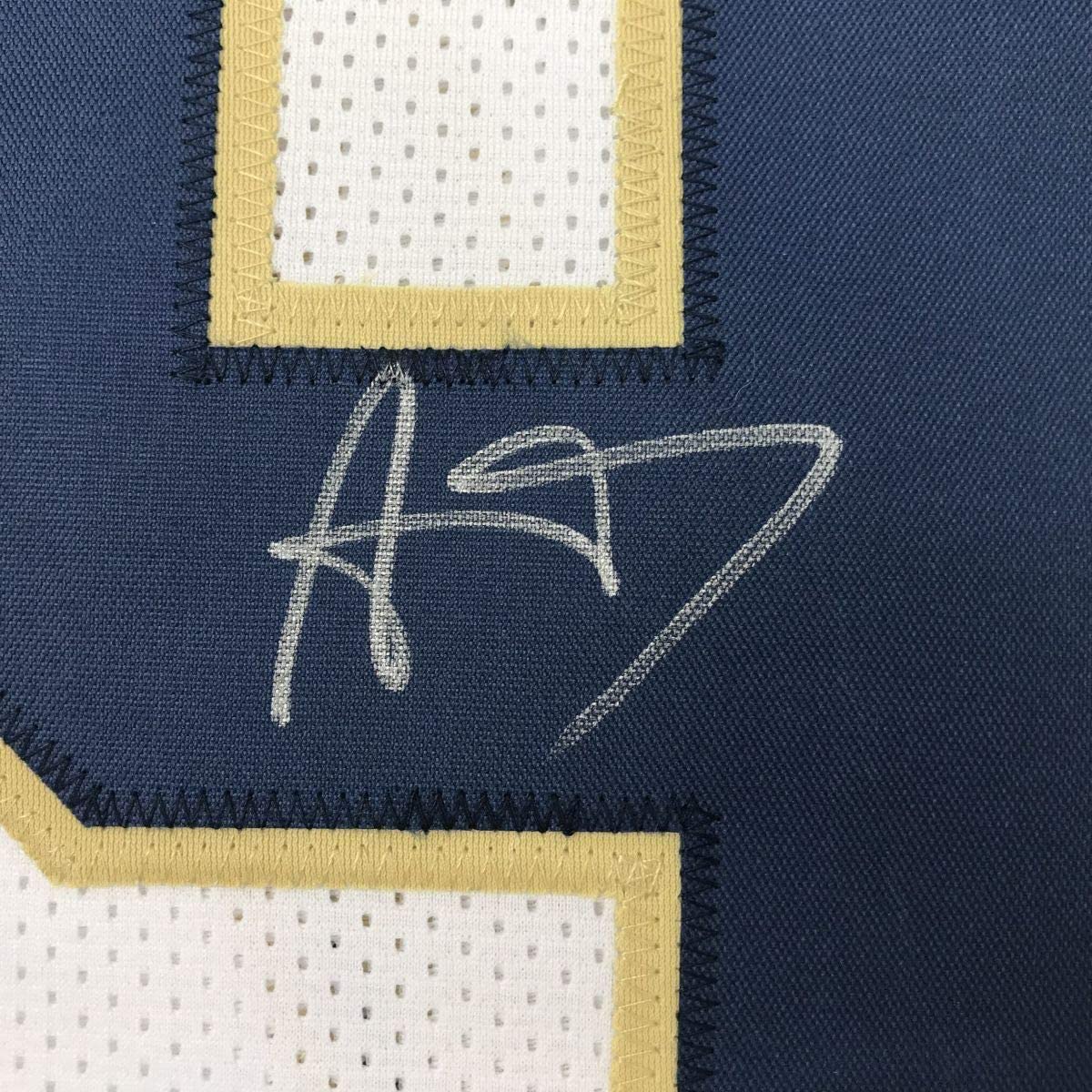 Framed Autographed/Signed Aaron Donald 33x42 Pittsburgh White College Football Jersey JSA COA
