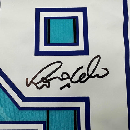 Framed Autographed/Signed Ronaldo Nazario 35x39 FC Barcelona 1996-97 Teal Soccer Jersey Beckett BAS COA