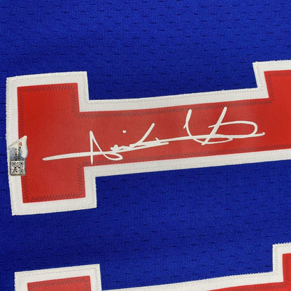 Framed Autographed/Signed Isiah Thomas 33x42 Detroit Blue Authentic Swingman Mitchell & Ness Basketball Jersey Fanatics COA