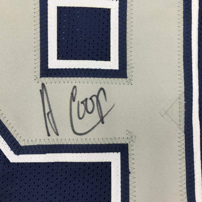Framed Autographed/Signed Amari Cooper 33x42 Dallas Retro Dark Blue Football Jersey JSA COA