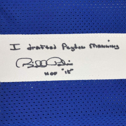 Framed Autographed/Signed Bill Polian HOF 15 33x42 Indianapolis Blue Football Jersey JSA COA