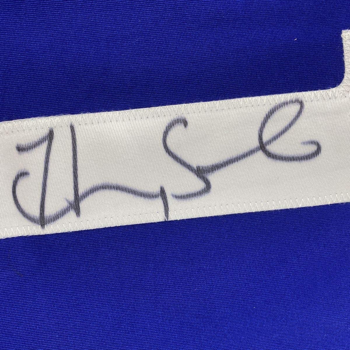 Framed Autographed/Signed Hope Solo 33x42 United States USA Blue Soccer Jersey JSA COA