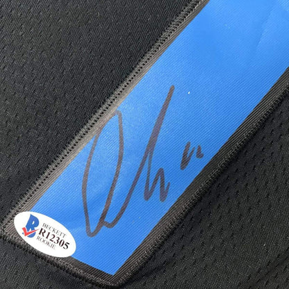 Framed Autographed/Signed Luka Doncic 33x42 Dallas Black Basketball Jersey Beckett BAS COA