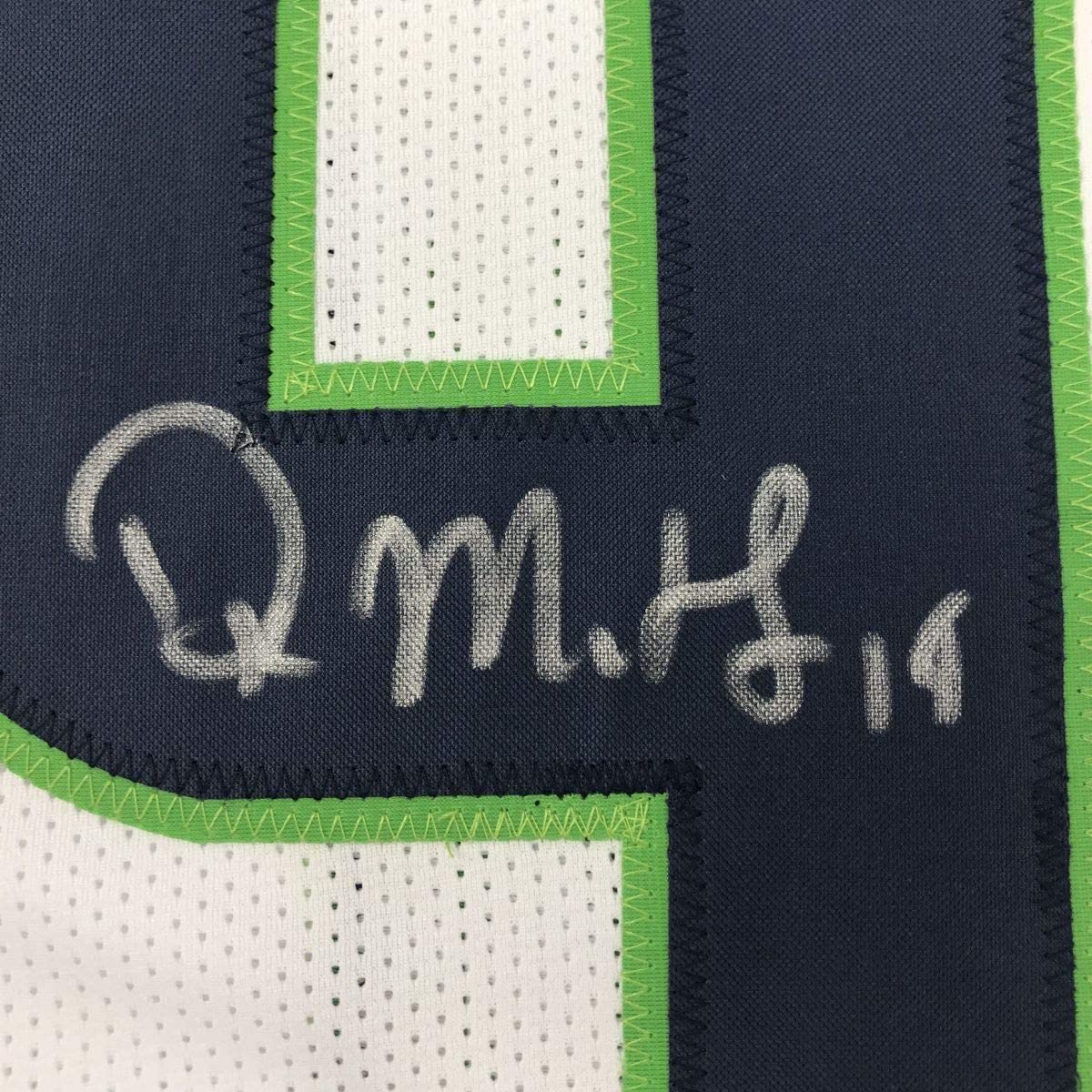 Framed Autographed/Signed DK D.K. Metcalf 33x42 Seattle White Football Jersey JSA COA