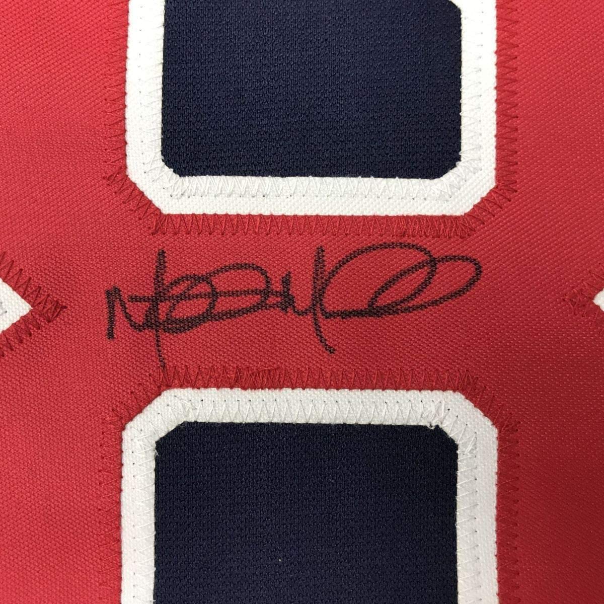 Framed Autographed/Signed Mitch Moreland 33x42 Boston Blue Baseball Jersey JSA COA