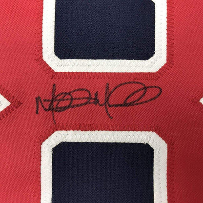 Framed Autographed/Signed Mitch Moreland 33x42 Boston Blue Baseball Jersey JSA COA
