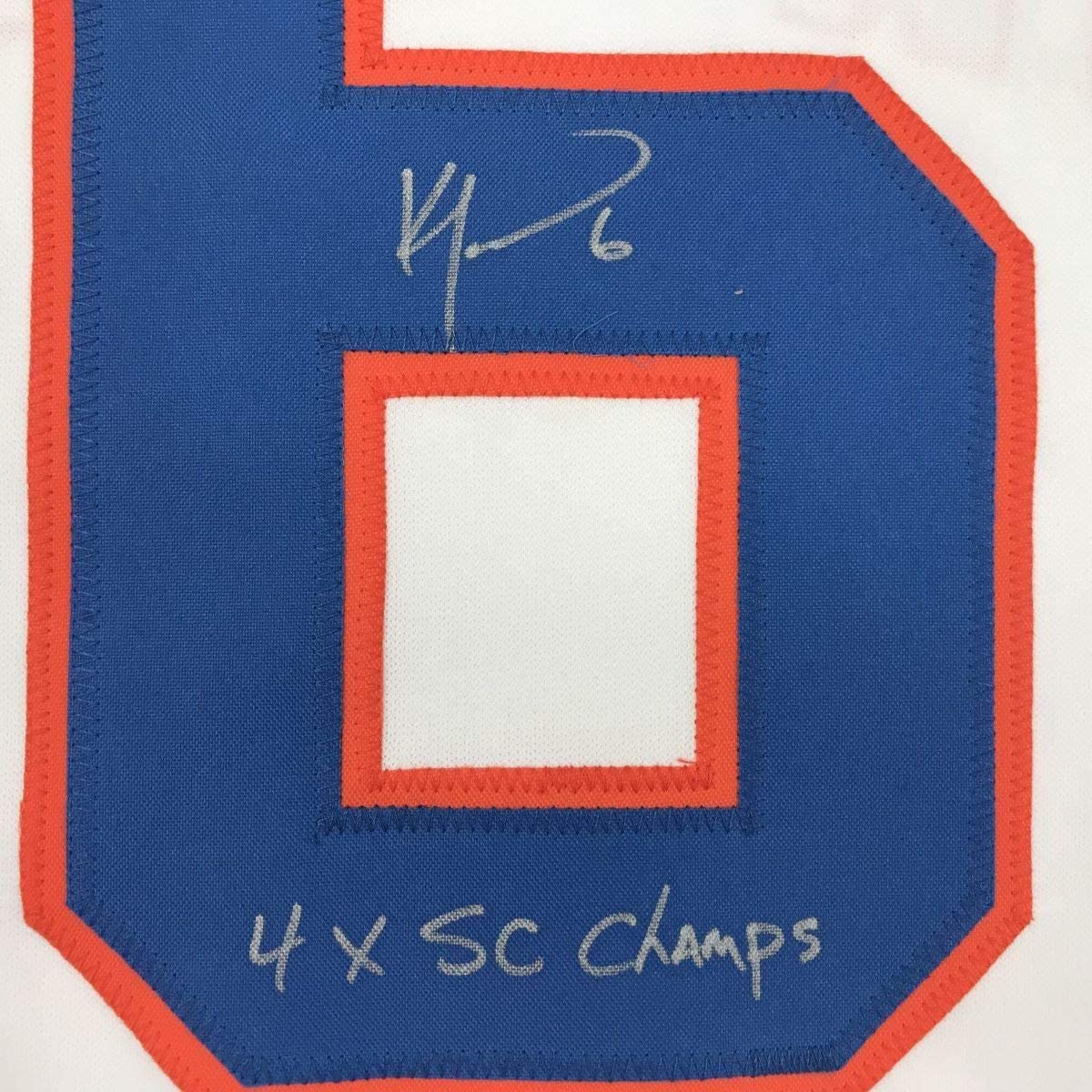 Framed Autographed/Signed Ken Morrow 4x SC Champs 33x42 New York White Hockey Jersey JSA COA