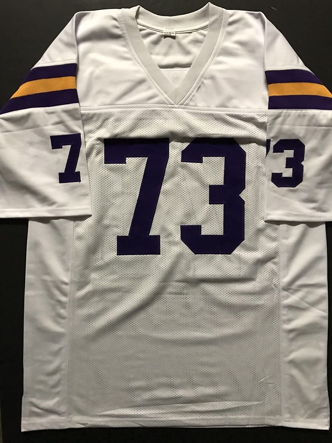 Autographed/Signed Ron Yary"HOF 01" Minnesota White Football Jersey JSA COA