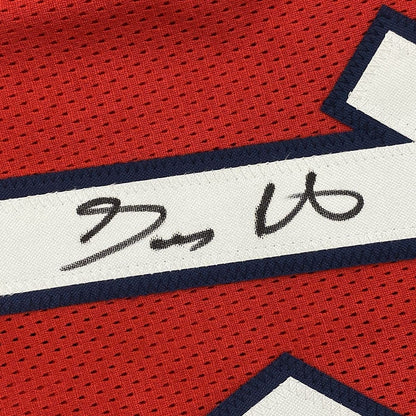 Framed Autographed/Signed Gary Payton 33x42 USA United States Red Olympic Basketball Jersey Beckett BAS COA