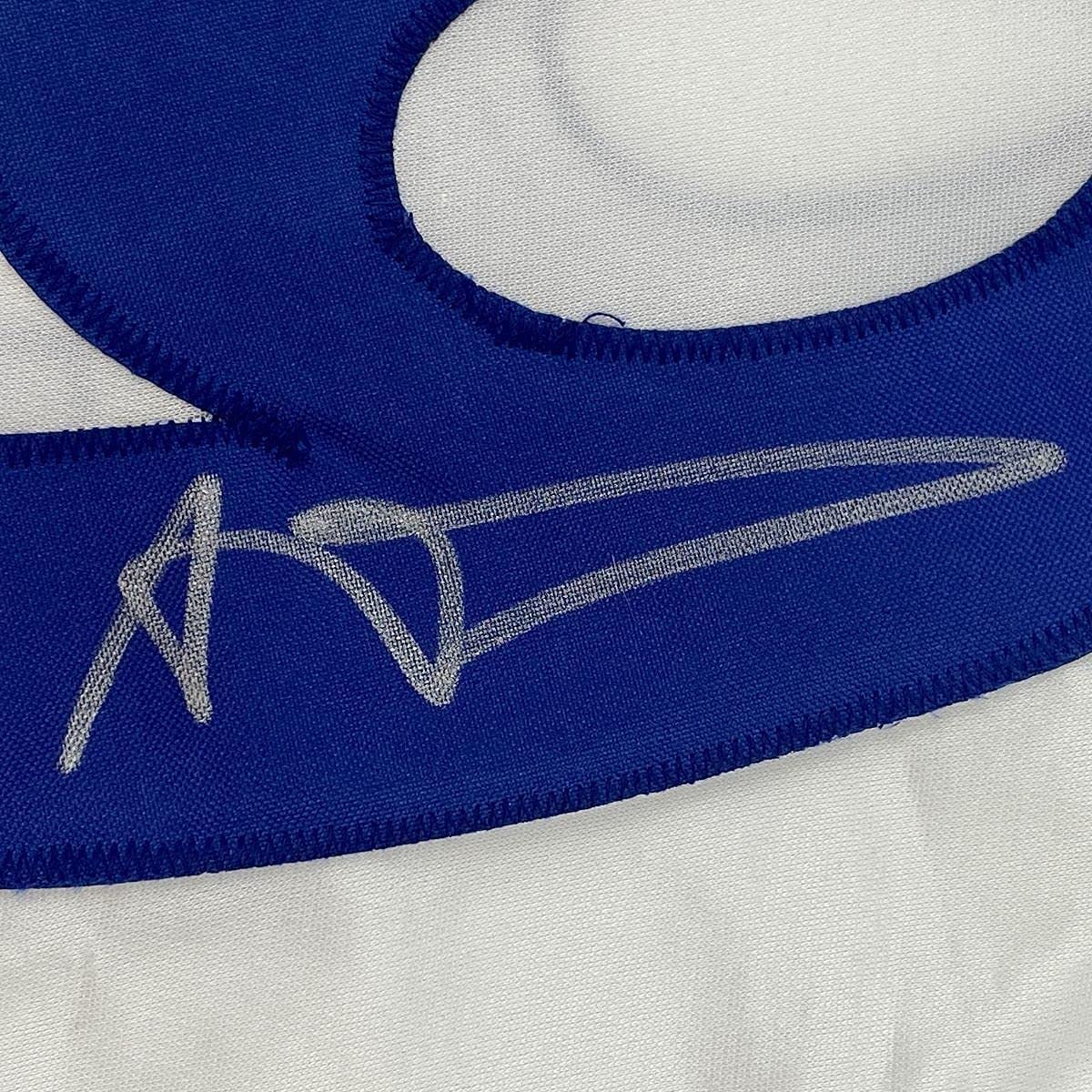 Framed Autographed/Signed Aaron Donald 33x42 Los Angeles LA White Football Jersey JSA COA