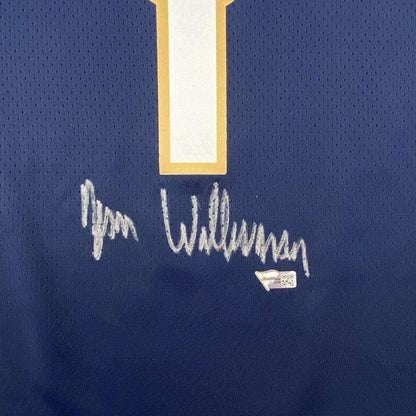 Framed Autographed/Signed Zion Williamson 33x42 New Orleans Pelicans Blue Swingman Nike Basketball Jersey Fanatics COA