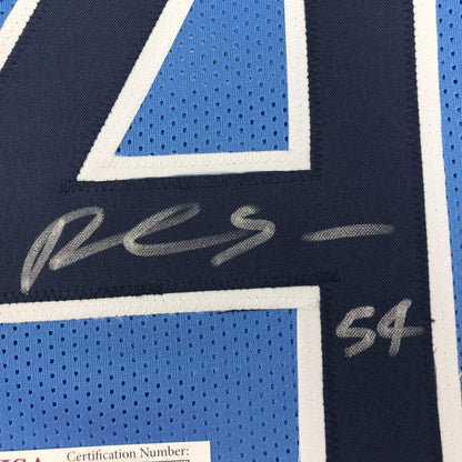 Framed Autographed/Signed Rashaan Evans 33x42 Tennessee Light Blue Football Jersey JSA COA