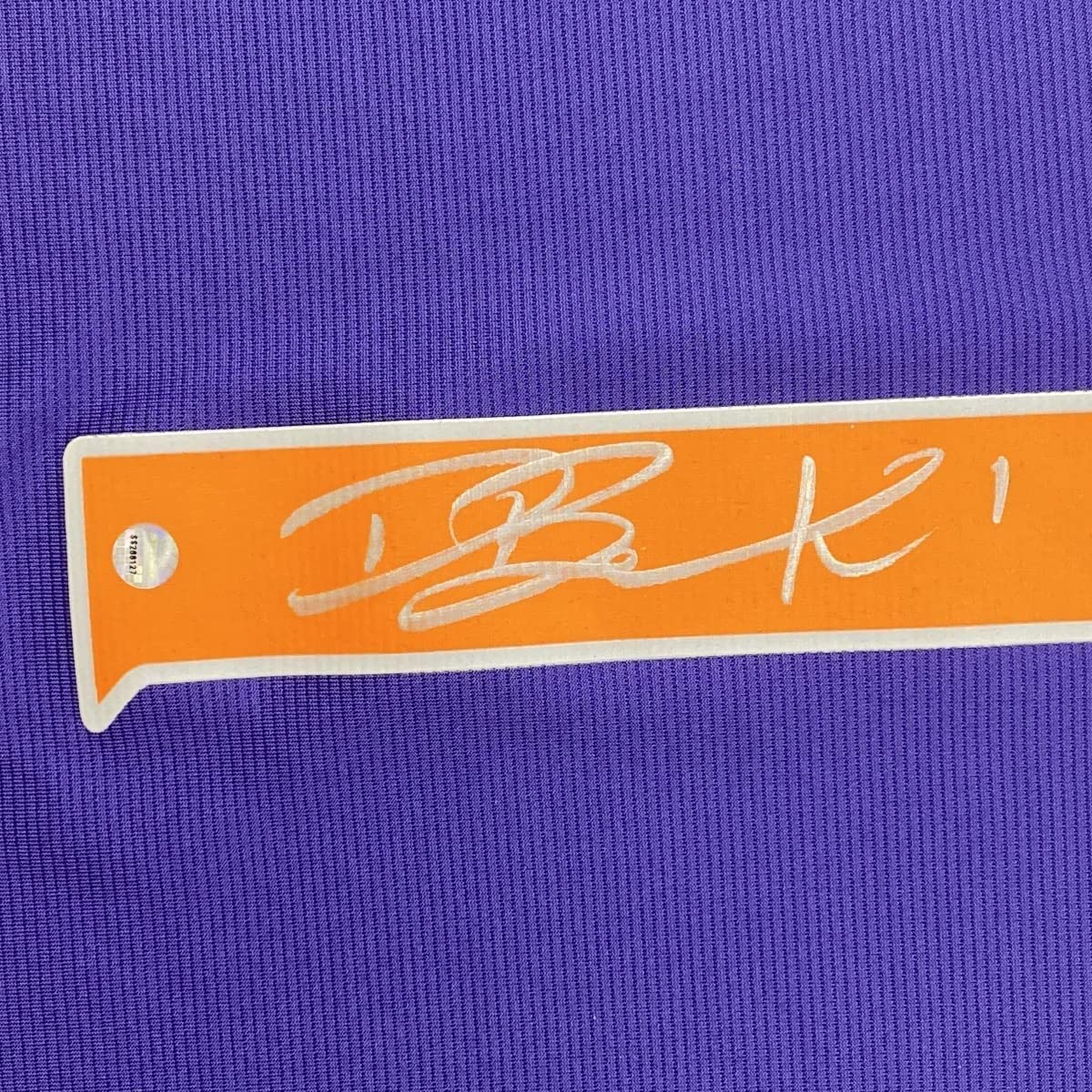 Framed Autographed/Signed Devin Booker 33x42 Phoenix Purple Basketball Jersey Steiner Sports COA