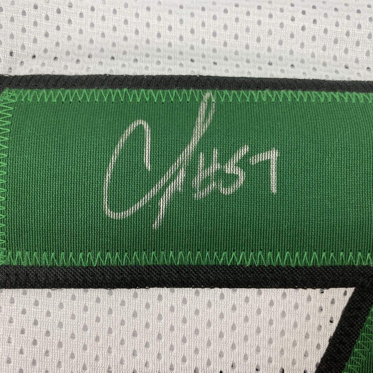 Framed Autographed/Signed CJ C.J. Mosley 33x42 New York White Football Jersey JSA COA