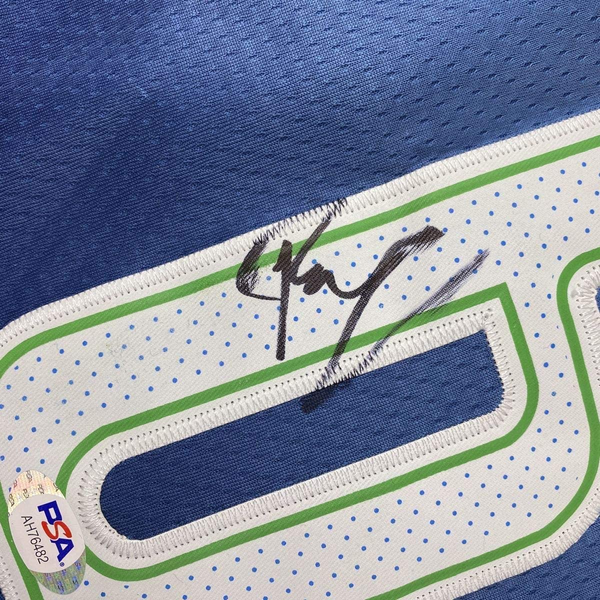 Framed Autographed/Signed Kristaps Porzingis 33x42 Dallas Blue Basketball Jersey PSA/DNA COA
