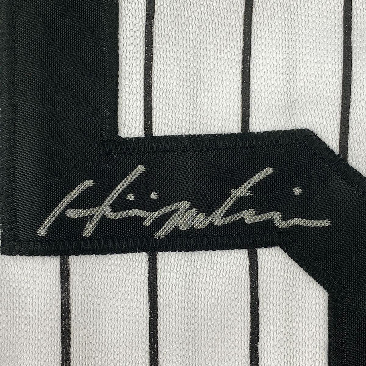 Framed Autographed/Signed Hideki Matsui 33x42 New York Pinstripe Baseball Jersey JSA COA