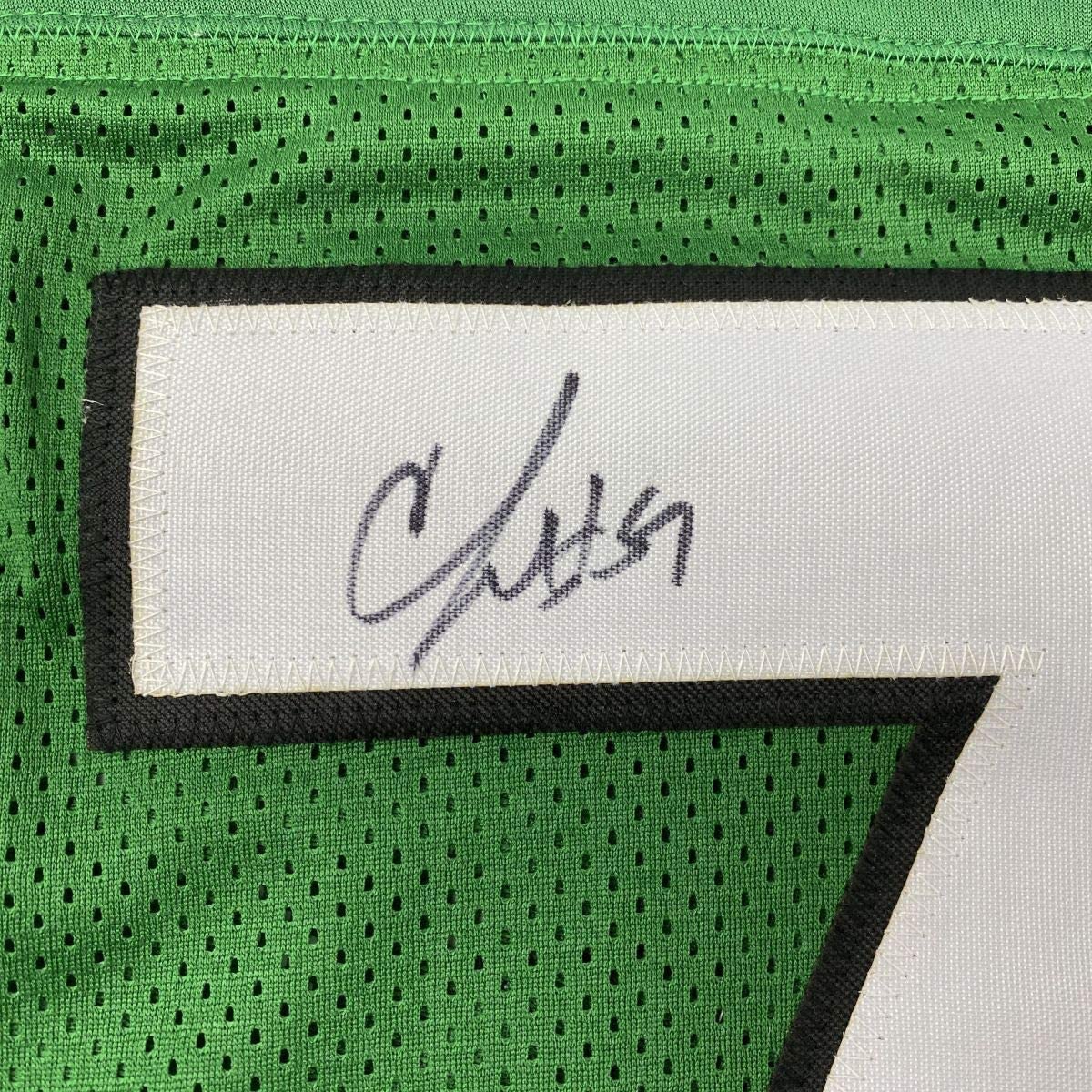 Framed Autographed/Signed CJ C.J. Mosley 33x42 New York Green Football Jersey JSA COA