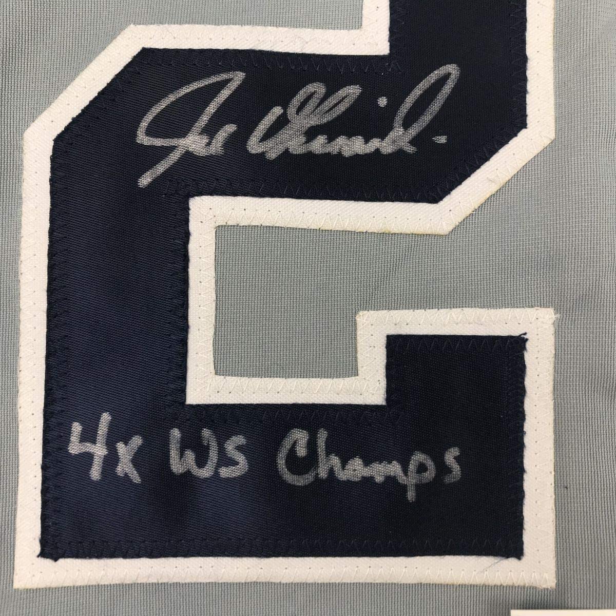Framed Autographed/Signed Joe Girardi 4x WS Champs 33x42 New York Grey Baseball Jersey JSA COA