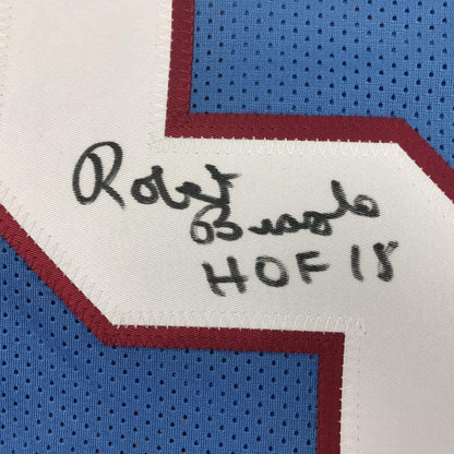 Framed Autographed/Signed Robert Brazile HOF 18 33x42 Houston Blue Football Jersey Tristar COA