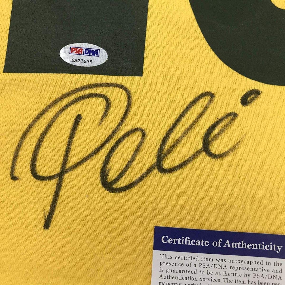 Framed Autographed/Signed Pele 33x42 Brazil Yellow Soccer Jersey PSA/DNA COA