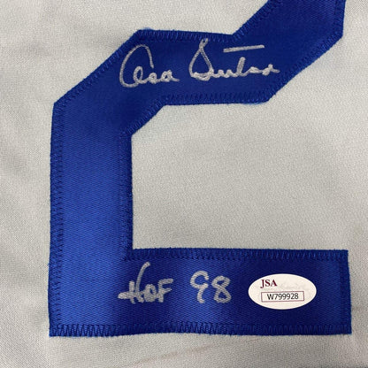 Autographed/Signed Don Sutton HOF 98 Los Angeles LA Grey Baseball Jersey JSA COA