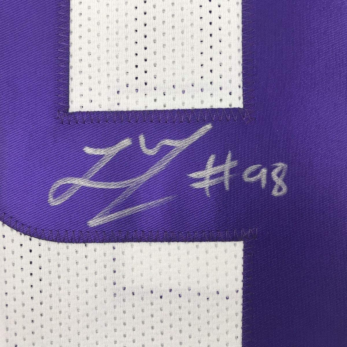 Framed Autographed/Signed Linval Joseph 33x42 Minnesota White Football Jersey JSA COA