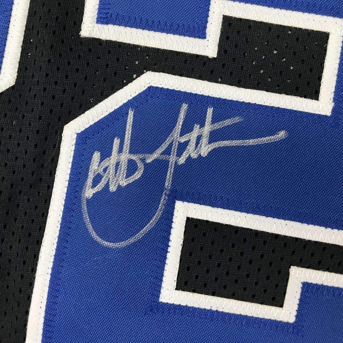 Framed Autographed/Signed Christian Laettner 33x42 Duke Blue Devils Black College Basketball Jersey JSA COA