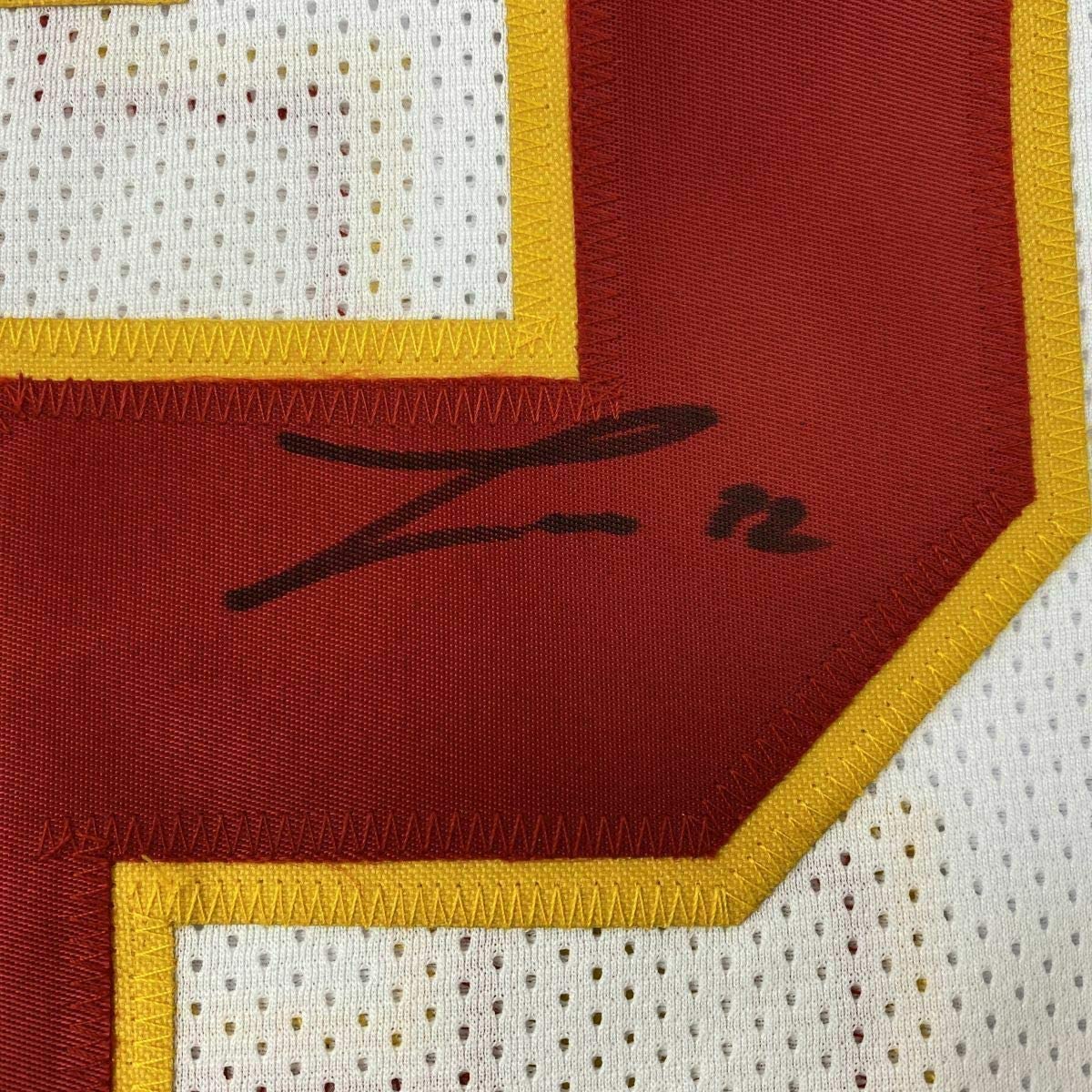 Framed Autographed/Signed Tyrann Mathieu 33x42 Kansas City White Football Jersey JSA COA