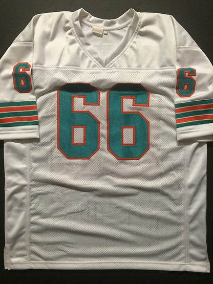 Autographed/Signed Larry Little"HOF 93" Miami White Football Jersey JSA COA