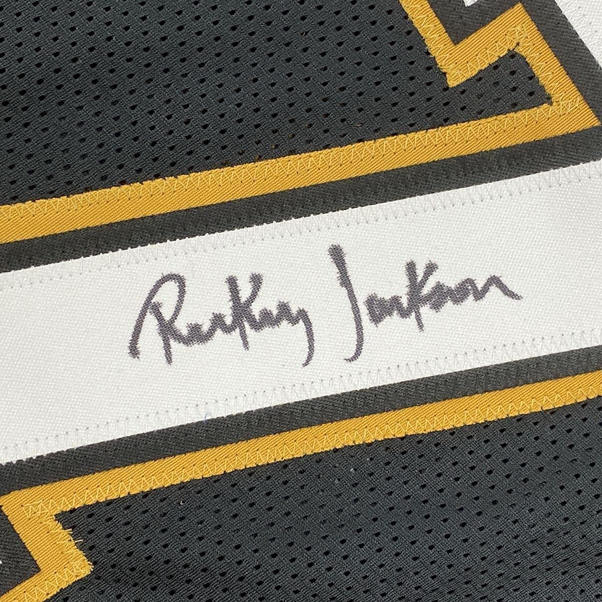 Framed Autographed/Signed Rickey Jackson 33x42 New Orleans Black Football Jersey Beckett BAS COA