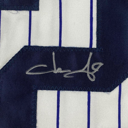 Framed Autographed/Signed Jason Giambi 33x42 New York Pinstripe Baseball Jersey PSA/DNA COA